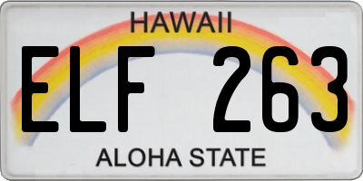 HI license plate ELF263
