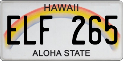 HI license plate ELF265
