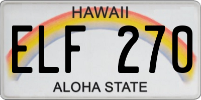 HI license plate ELF270
