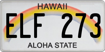 HI license plate ELF273