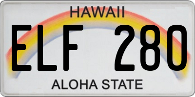 HI license plate ELF280