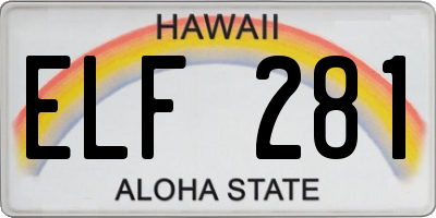 HI license plate ELF281