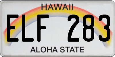 HI license plate ELF283