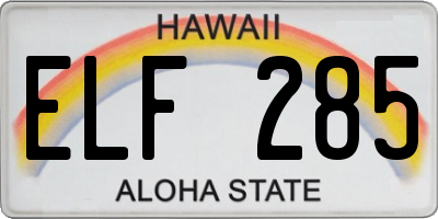 HI license plate ELF285