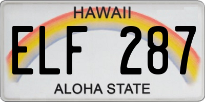 HI license plate ELF287