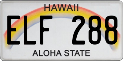 HI license plate ELF288