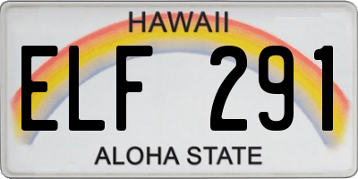 HI license plate ELF291