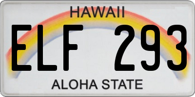 HI license plate ELF293