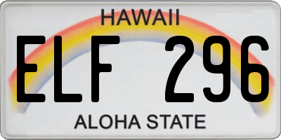 HI license plate ELF296