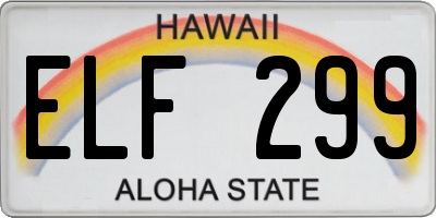 HI license plate ELF299