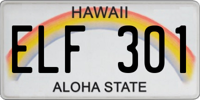 HI license plate ELF301