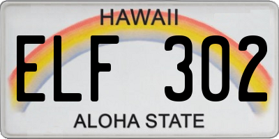 HI license plate ELF302