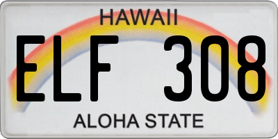 HI license plate ELF308