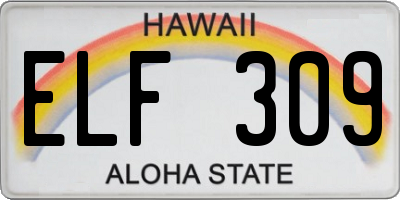HI license plate ELF309