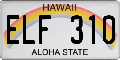 HI license plate ELF310