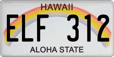 HI license plate ELF312