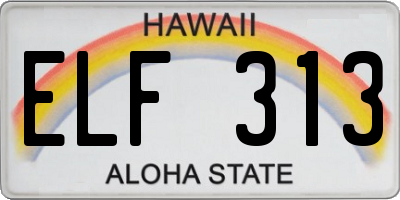 HI license plate ELF313