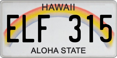 HI license plate ELF315