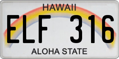 HI license plate ELF316