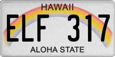 HI license plate ELF317