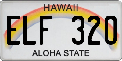 HI license plate ELF320