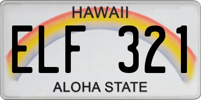 HI license plate ELF321