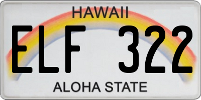 HI license plate ELF322