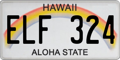 HI license plate ELF324