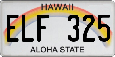 HI license plate ELF325