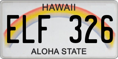 HI license plate ELF326