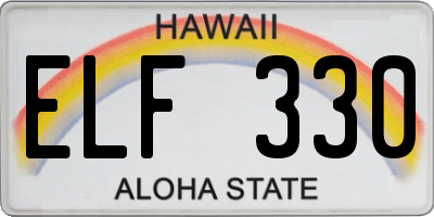 HI license plate ELF330