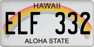 HI license plate ELF332