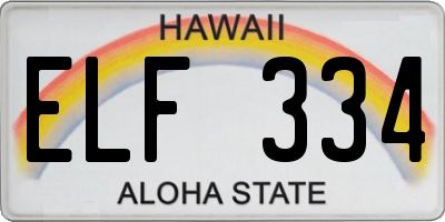 HI license plate ELF334