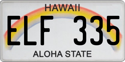 HI license plate ELF335