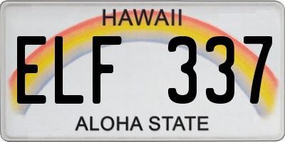 HI license plate ELF337