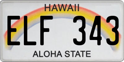 HI license plate ELF343
