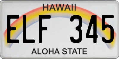 HI license plate ELF345