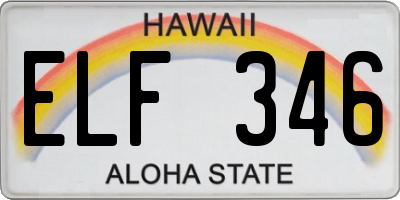 HI license plate ELF346