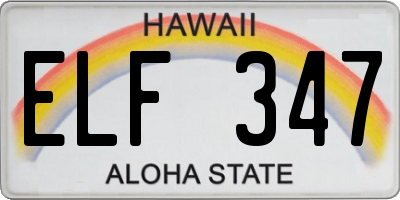 HI license plate ELF347