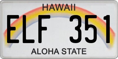 HI license plate ELF351