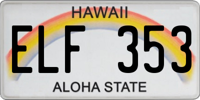 HI license plate ELF353
