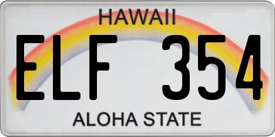 HI license plate ELF354