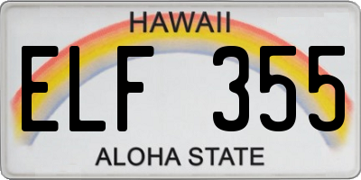 HI license plate ELF355