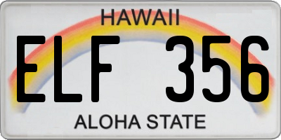 HI license plate ELF356
