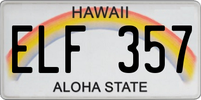 HI license plate ELF357