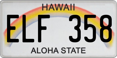 HI license plate ELF358