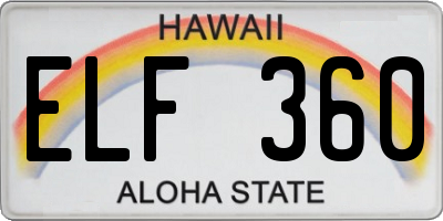 HI license plate ELF360