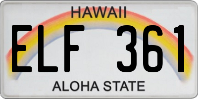 HI license plate ELF361