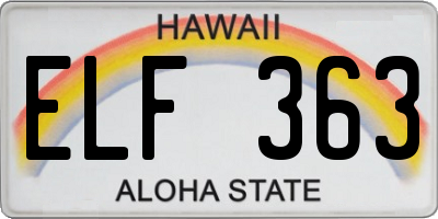 HI license plate ELF363