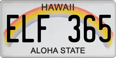 HI license plate ELF365